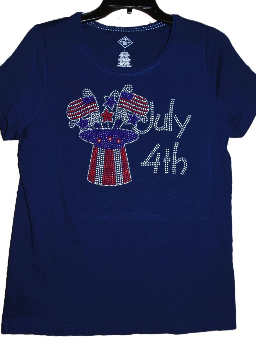 4th of July  rhinestone navy blue  RN short sleeve shirt XS S M L XL XXL 1X 2…